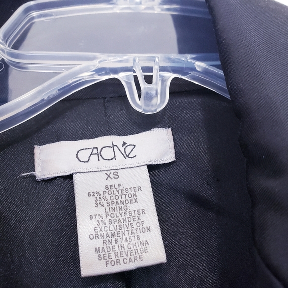 Caché Cropped Black Motorcyle Biker Jacket Polyester Size XS Cache - Picture 6 of 6